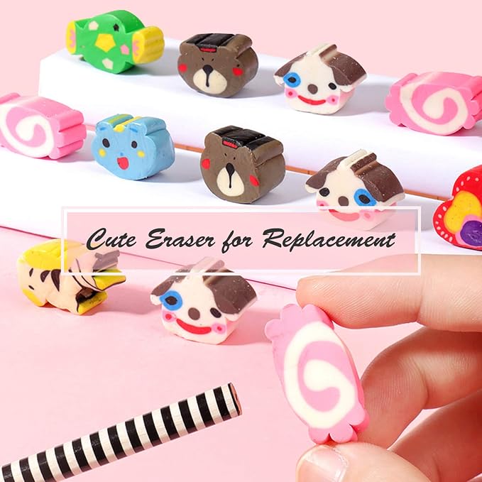 Cute Pencils for Kids, Fun Pencil with Erasers Toppers, Woodcased #2 Pencils for School Classroom(12 Pack)