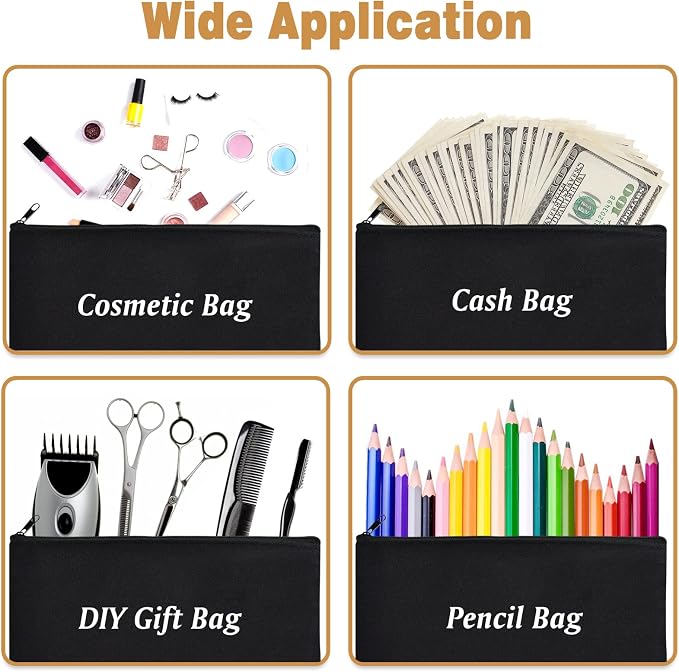 ZeeDix Canvas Zipper Pouch Bulk – 8.3 x 5 Inches Cotton Canvas Pouches with Zipper, Canvas Pencil Pouch, Makeup Bags Bulk for Travel Cosmetic Toiletry, Multipurpose Zipper Pouch for DIY Craft Storage