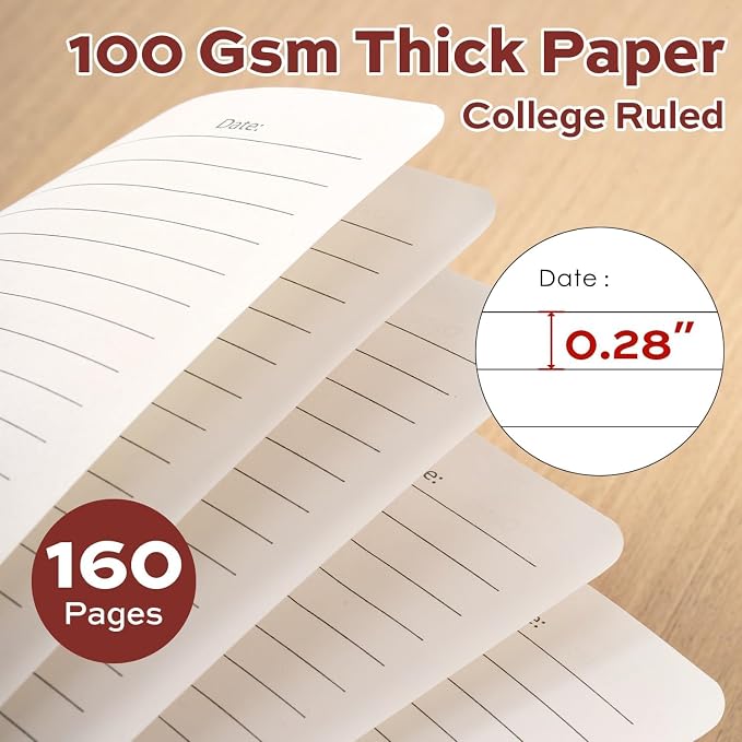 deli 3 Pack Lined Spiral Journal Notebook, 160 Pages, A5 (5.5"x8") Hardcover Writing Notebook, College Ruled Spiral Bound Journal for Women & Men - Perfect for Work, School, Office & Note Taking