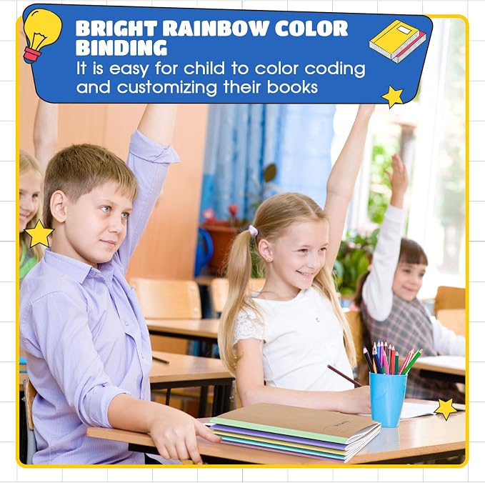 Henoyso 20 Pack Primary Composition Notebook, 9-3/4" x 7-1/2", Kids Primary Journal, K-2 Writing Notebook for Kids Student Draw Write Story Journal Half Blank Books(Macaron Color)