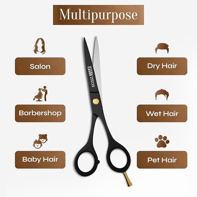 Facón Hair Cutting Scissors - Professional Hair Scissors 6.5 Inch Razor Edge Barber Shears Salon Hair Cutting Shears - Japanese Stainless Steel - Precision Cutting Premium Shears for Men, Women & Kids
