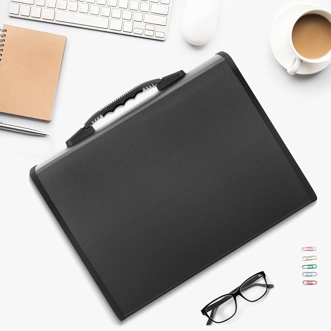 Uquelic 26 Pockets Expanding File Folder - Accordion Savor Document Organizer Folio Upgraded Durable Buckle, Base with Ergonomic Portable Handle/Large A4 Letter Size Expandable File Organizer