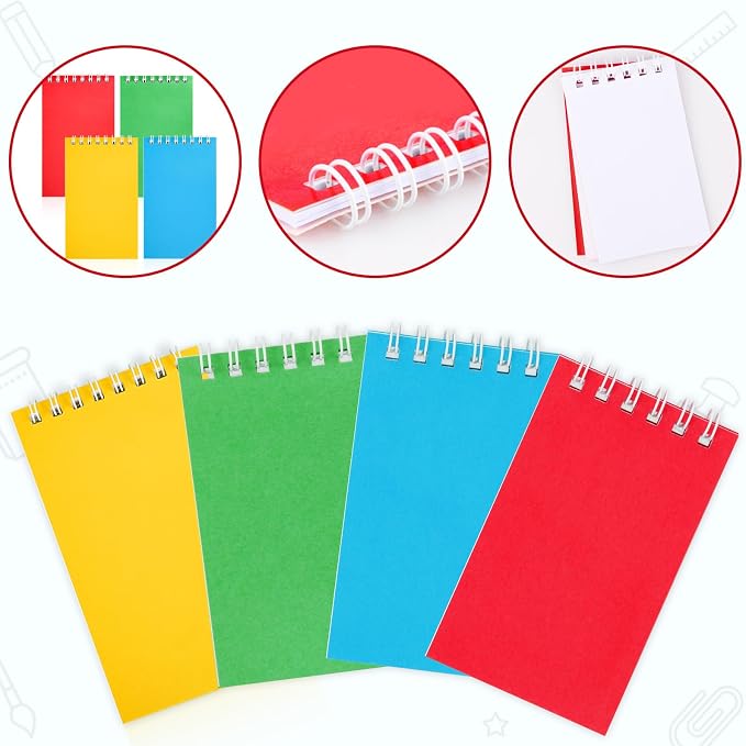 24 Packs Mini Spiral Notebooks Bulk Small Pocket Notebook Colorful Memo Pads for Work, Home, Office, School, Gifts