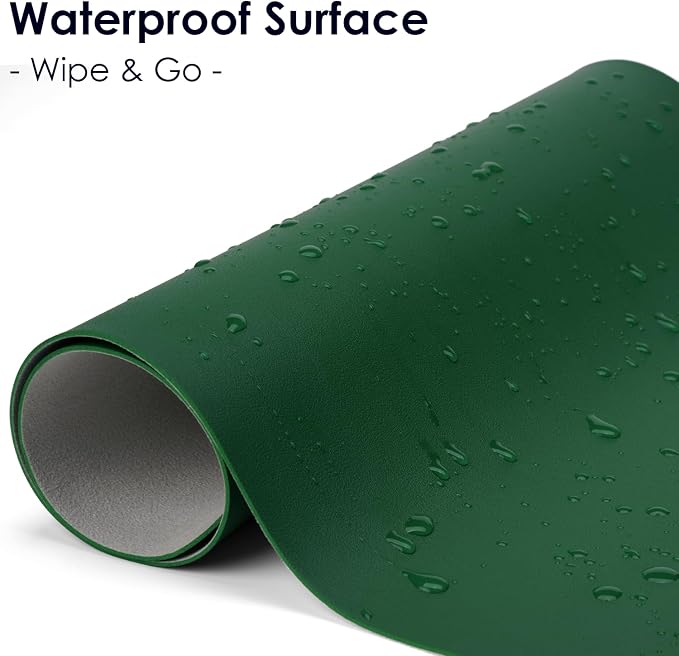 Leather Desk Pad Protector, Waterproof Mouse Pad, PU Desk Mat, Office Desk Cover, Desk Writing Mat for Office/Home/Work/Cubicle (Dark Green) 31.5x15.7 in