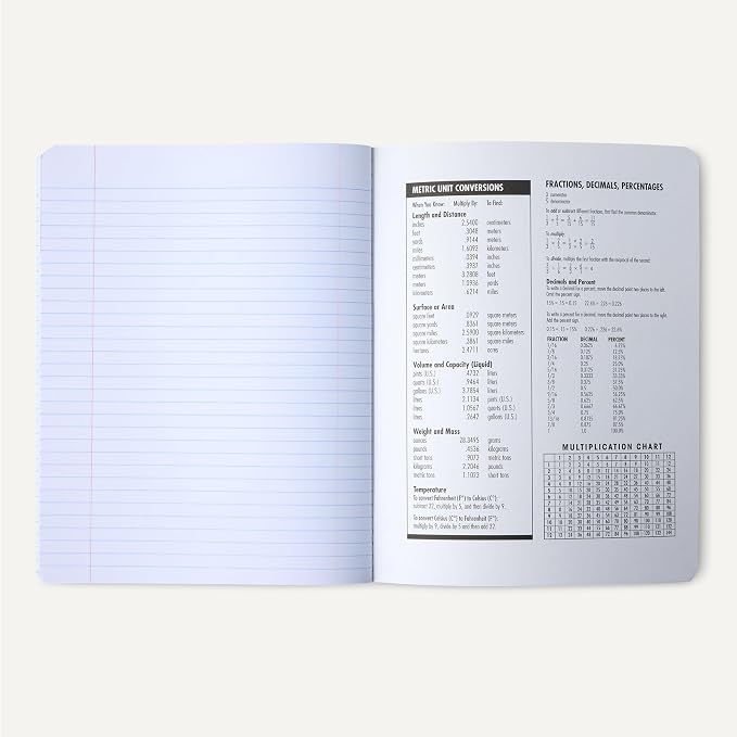 Amazon Basics Composition Notebook, College Ruled, 100 Sheets, 9.75" x 7.5", Assorted Marble Colors, 12-Pack
