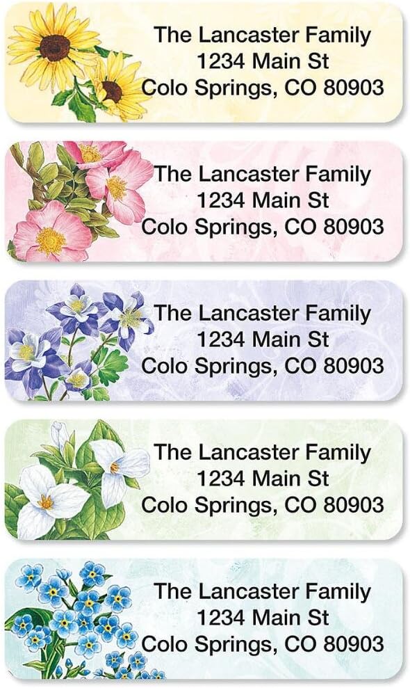 Colorful Images Rolled Personalized Return Address Labels | Spring Floral, 250 Count, Self-Adhesive, With Dispenser Customize with Name & Shipping Addres