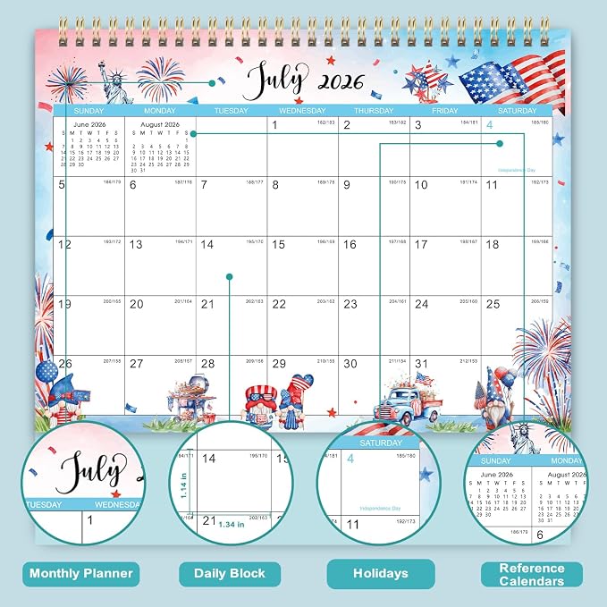 Desk Calendar 2026-2027 - Standing Flip Desktop Calendar 2026-2027 from July 2026 to December 2027, 18 Month, 9.8" x 8.3" Desktop Calendar for Office School Home, Animal & Seasonal Watercolor