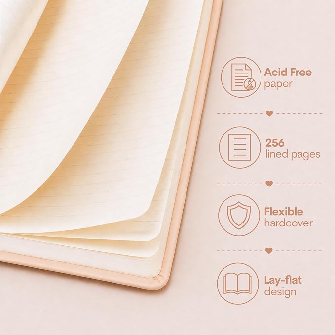 WORLD TRAVELER Eccolo A5 Hardbound Journal Notebook 256 Ivory Lined Pages | Sturdy Flexible Hardcover, 80GSM Acid-Free Ivory Pages, Smyth-Sewn Lay-Flat Binding, Ribbon Bookmark