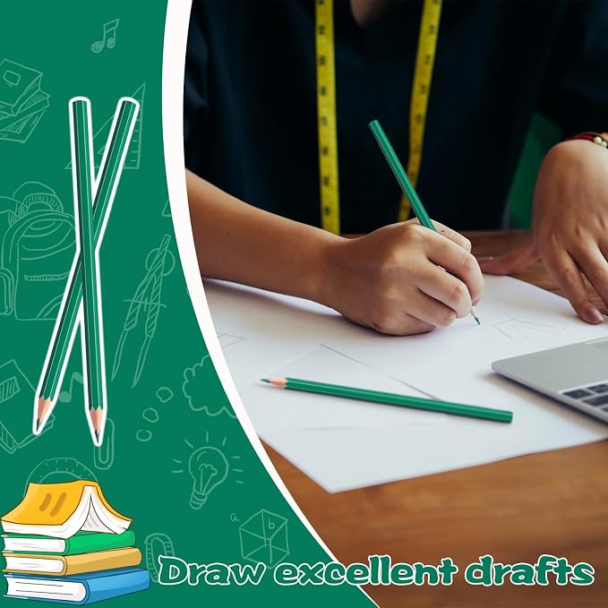 12 PCS Green Colored Pencils, Pre-sharpened Professional Wooden Art Pencils Set for Artists Painting | Premium Drawing Sketching Supplies (Green)