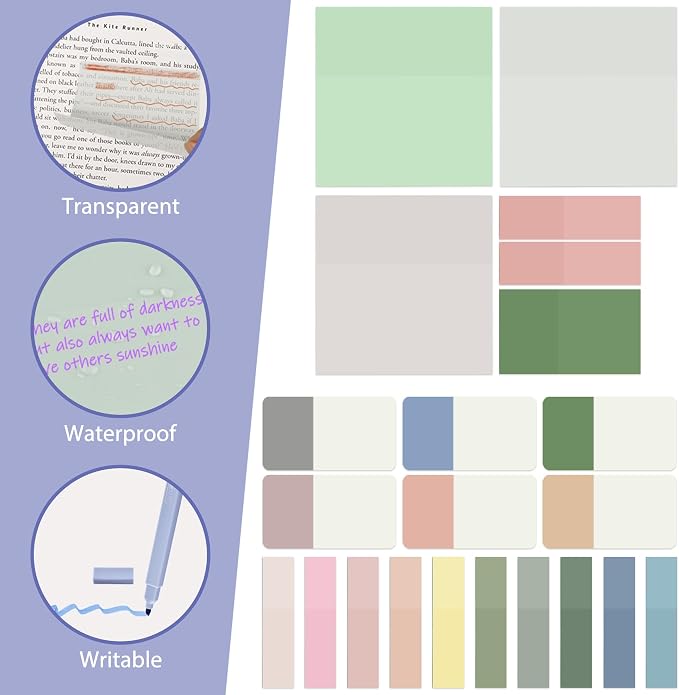 DazSpirit 12 Pastel No Bleed Bible Highlighters and 6 Color Pens with 620 Sheets Transparent Sticky Notes, Bible Journaling Kit, Aesthetic Colored Labels for School Office Annotating Books Supplies | Bible Journaling Kit, Bible Study Supplies, Aestheti...