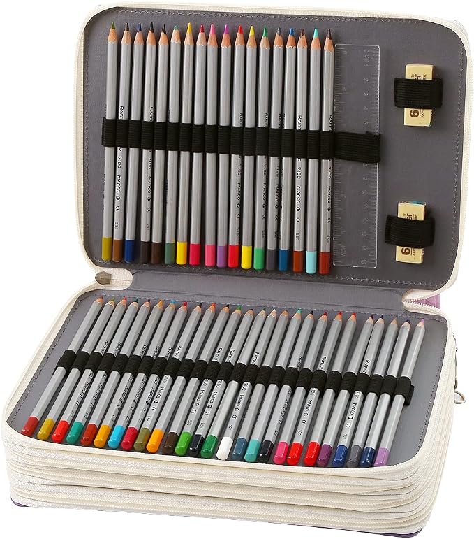200 Slots Colored Pencil Case Organizer | 4-Layer Zipper Portable Art Supply Organizer,Oxford fabric Large Capacity Pencil Case with Handle for 200 Watercolor Pencils
