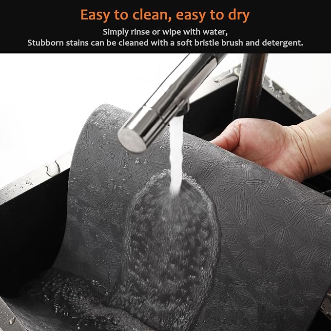 Gray Plastic Vinyl Placemats Set of 6, Waterproof Heat Resistant Table Mats,Faux Leather Wipeable Washable Easy Clean Non-Slip Place Mats for Indoor Outdoor(6,Gray)