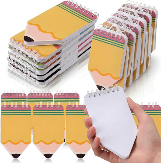 Resurhang 24 Pcs Back to School Mini Notebooks Bulk Small Pocket Spiral Notebook Pencil Shape 50 Pages Cute Tiny Notepads Memo Pads for Office Teacher Students Graduation Gifts Classroom Prizes
