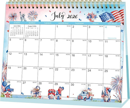 Desk Calendar 2026-2027 - Standing Flip Desktop Calendar 2026-2027 from July 2026 to December 2027, 18 Month, 9.8" x 8.3" Desktop Calendar for Office School Home, Animal & Seasonal Watercolor