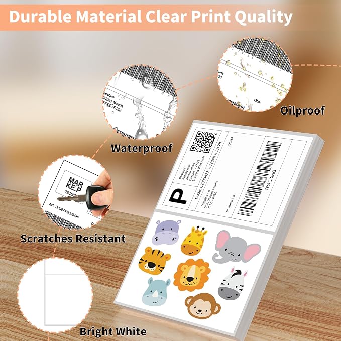 1000 Half Sheet Self Adhesive Shipping Labels, 8.5" x 5.5" Address Labels Laser/Ink Jet White Blank Shipping Stickers(500 Sheets) | Address Labels Laser/Ink Jet White Blank (500 sheets=1000 Labels)