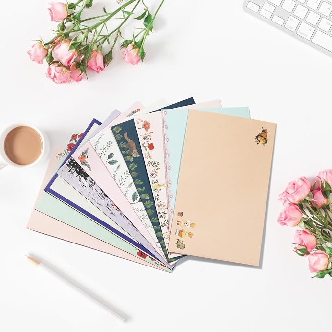 91 Pcs Stationery Paper Envelopes Set Includes 60 Lined Writing Paper & 30 Envelopes with 48 Colorful Round Dot Stickers, Cute Vintage Letter Writing and Stationery Paper Envelopes(10Style)