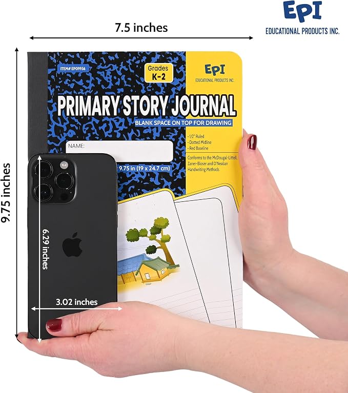 48 Pack - EPI Primary Ruled Composition Notebook Black - 200 Pages (100 Sheets), 9-3/4 x 7-½ - Classroom Back to School Supplies, Heavy Duty, Durable Hardcover Office Notebooks, Sewn