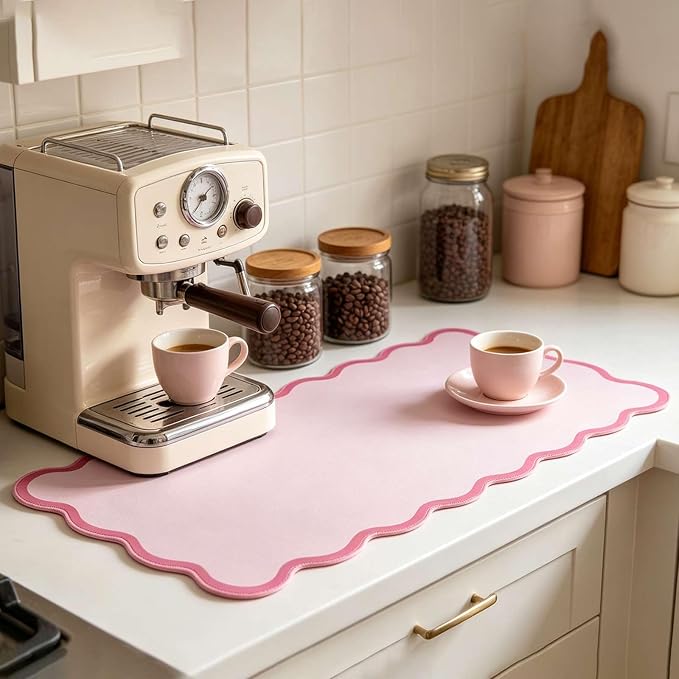 yuboo Pink Scalloped Desk Mat, 31" x 15.7" Large Waterproof Pastel Desk Mat Kawaii Cottagecore Aesthetic Desk Pad Desktop Keyboard Mouse Mat for Dorm Office Gaming Decor