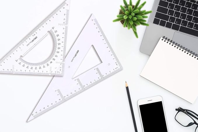 Large Triangle Ruler Square Set,Triangle Protractor,2 Pieces (Size 2)
