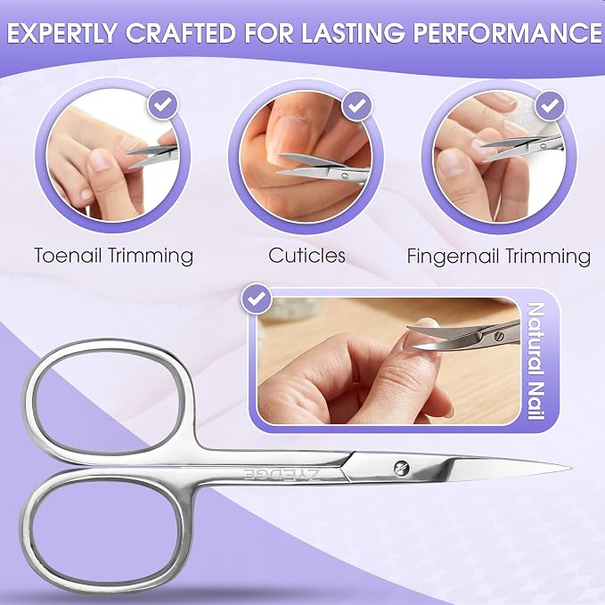 Curved Cuticle Scissors Stainless Steel Manicure Scissors for Nails | Curved stainless steel blade, cuticle and hangnail trimming, ergonomic grip, salon and home use, precision tips