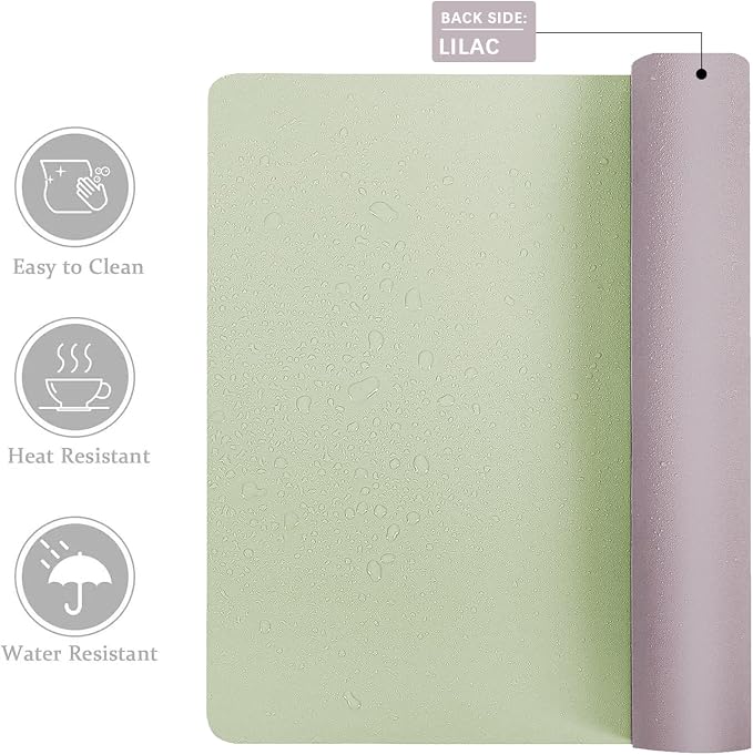 Aothia Double-Sided PU Leather Desk Pad - Non-Slip Large Mouse Pad & Desk Mat for Office, Home - Waterproof, Easy to Clean, Durable Dual-Sided Surface (31.5" x 15.7", Matcha Green)