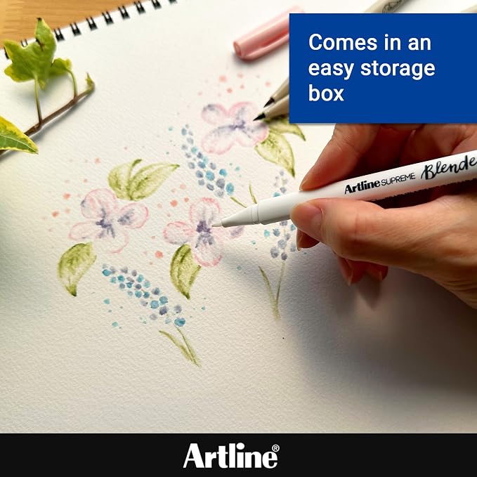 Artline SUPREME Brush Pens | AP Certified Safe for Kids | Blur Resistant Ink | EPFS-F | Flexible Brush Nib Creates Unique Wide & Fine Lines | Assorted Floral 7-Pack