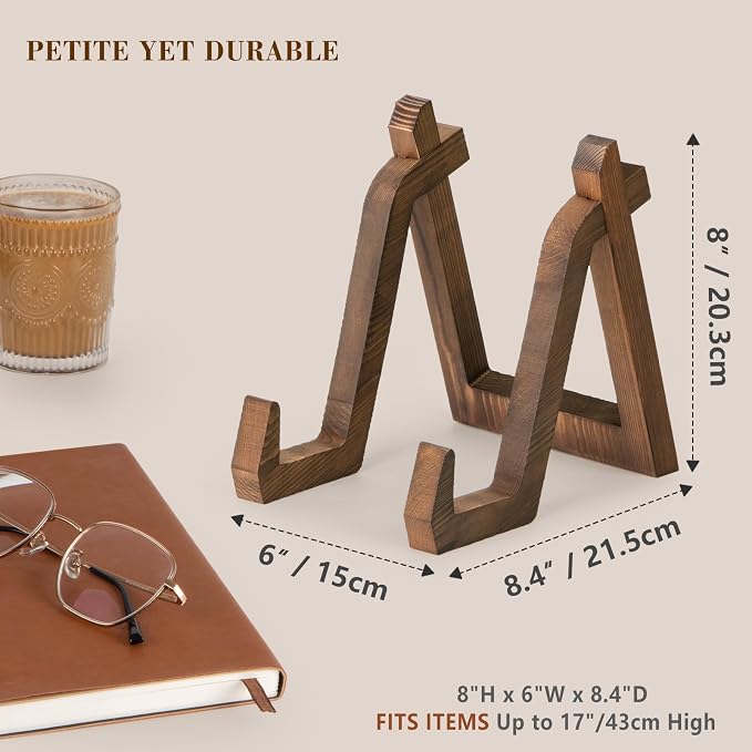 ANBOXIT Plate Display Stand, 8 Inch Plate Holder for Displaying, Decorative Picture Frame Dish Photo Plaque Platter Wood Stand | Decorative Plate Stand for Picture Frame Dish Photo Plaque Platter Wood Stand