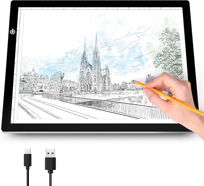 LooEooDoo A3 Light Pad for Diamond Art Bright Board, Tracing Light up Box for Weeding Vinyl, Ultra-Thin Copy Board with Adjustable Brightness for Drawing, Sketching, Animation