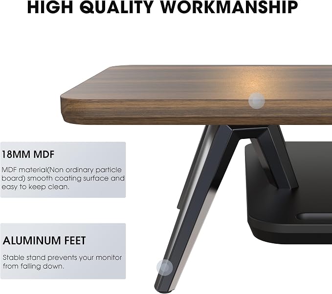 Fenge Dual Monitor Stand, Monitor Stands Riser for 2 monitors, 47.2 Inch Wood Desk Shelf with Storage Organizer and Cable Management for Office Desk Accessories