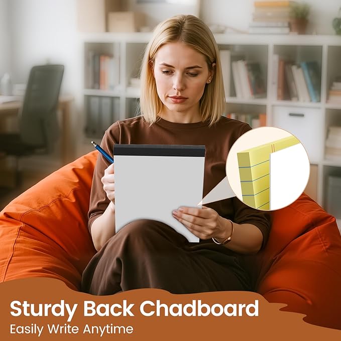 Legal Pads 8.5 X11, Narrow Ruled Notepads, 12 Pack, 50 Sheet/Pad | Yellow Legal Pads, Tear Off Notepad, Perforated Writing Pad, Notebook Paper College Ruled, Notepads For Office Home School