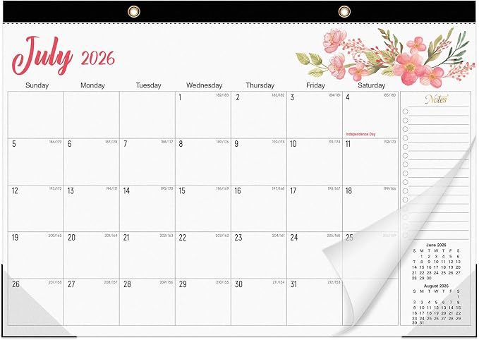 Tcamp Desk Calendar 2026-2027, 18 Months Desktop Calendar from July 2026 to December 2027, Large 17" x 12" Wall Calendar with Julian Dates, Desk Planner for Home School Office Desktop