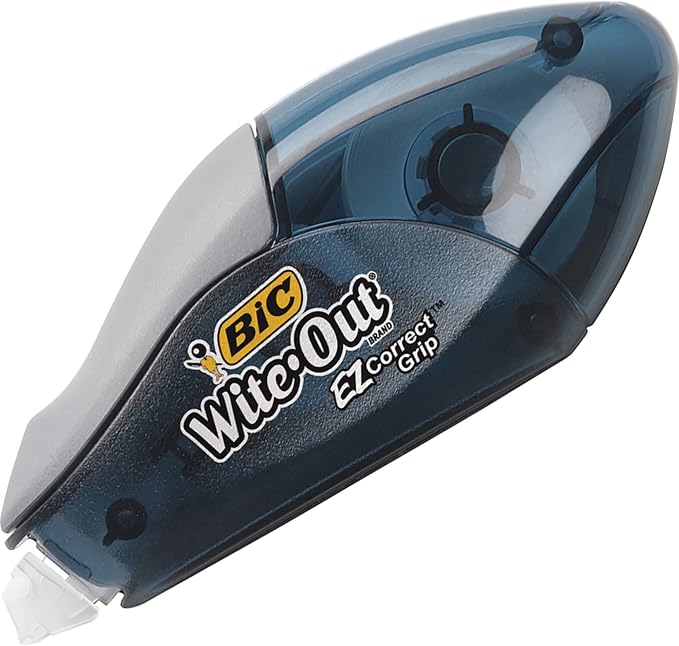 BIC Wite-Out EZ Correct Grip Correction Tape - 33.50 ft Length - 1 Line(s) - White Tape - Rubber Grip - 2 / Pack - White