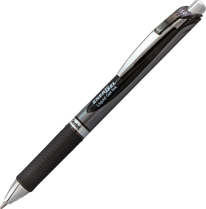 Pentel Energel RTX Retractable Liquid Gel Pen, Bold Line, Metal Tip, Black Ink Pack of 2 (BL80BP2A)