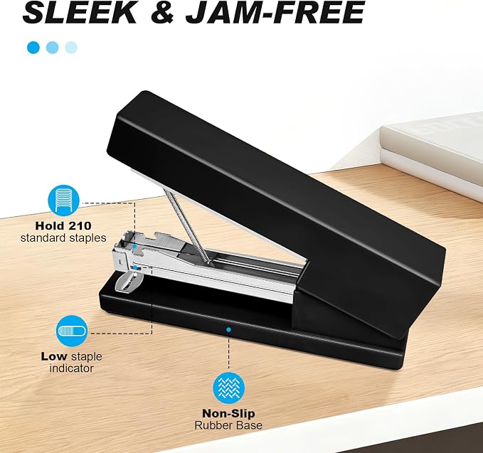 Office Desktop Stapler - 25 Sheet Capacity with 830 Staples and Staple Remover,Staplers for Desk,Non-Slip for School, Home, Black