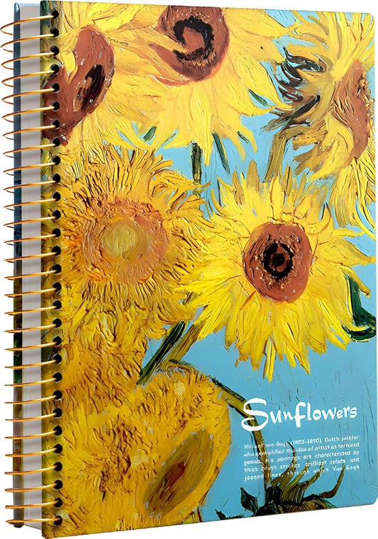 Large Spiral Notebook, B5, 300 Pages, 8x10 Big Notebook, Hardcover Large Journal, Thick Paper Lined Notebook, Vincent Van Gogh Sunflower gifts for Women and Children.