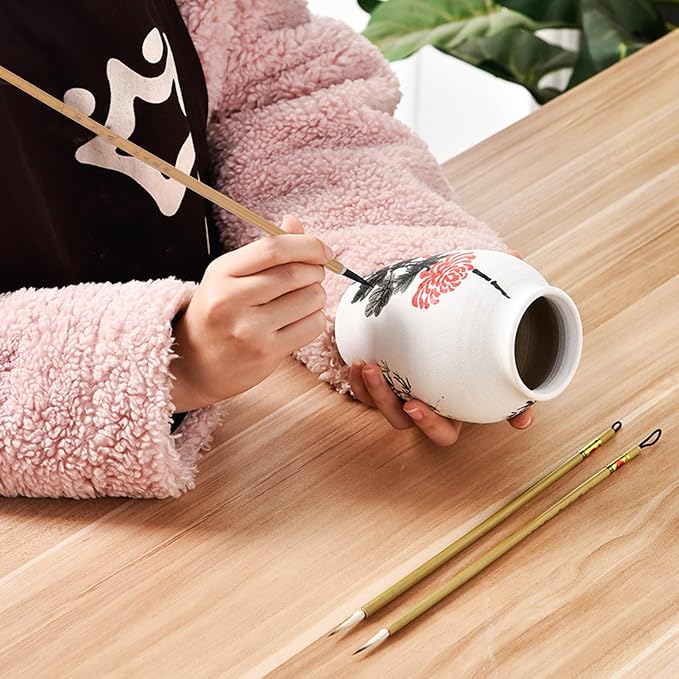 MERRYHAPY 2pcs Reusable Fine Tip Art Delineating Brush for Pottery Painting and Calligraphy Portable Watercolor Brush Pens with Comfortable Handles for Detailed Drawing and Random Color
