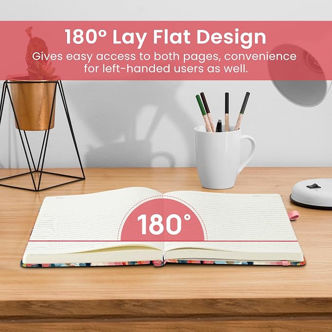 Taja Pretty Lined Journal for Women, Aesthetic Cute Hardcover Leather Journal for Writing, A5 College Ruled Notebook for Work & Note Taking, Perfect for Office School Home, 160 Pages, Pastel Garden