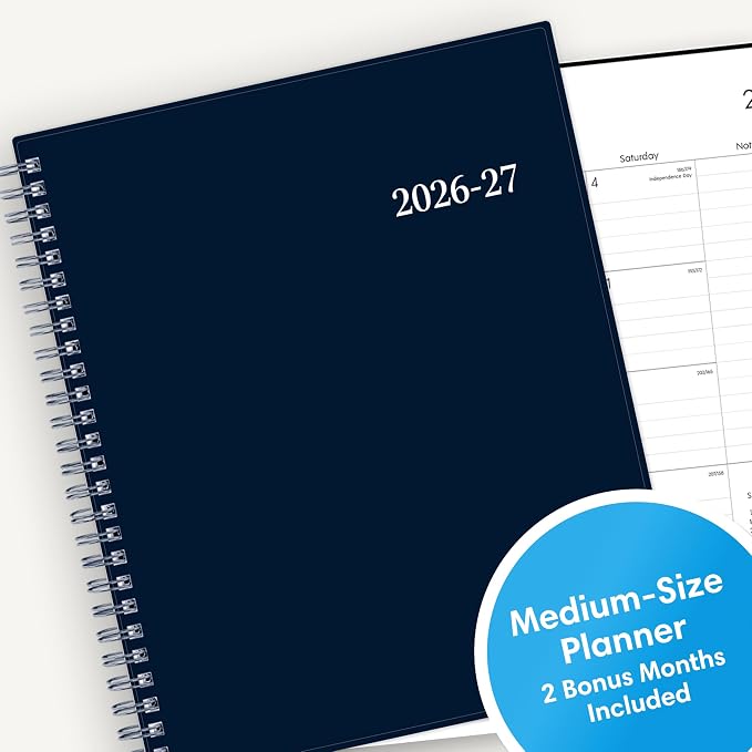 Blue Sky 2026-2027 Weekly & Monthly Academic Planner, 7"x9" Enterprise Navy | July 2026 - June 2027, Flexible Cover, Wirebound, Laminated Tabs, Academic Year