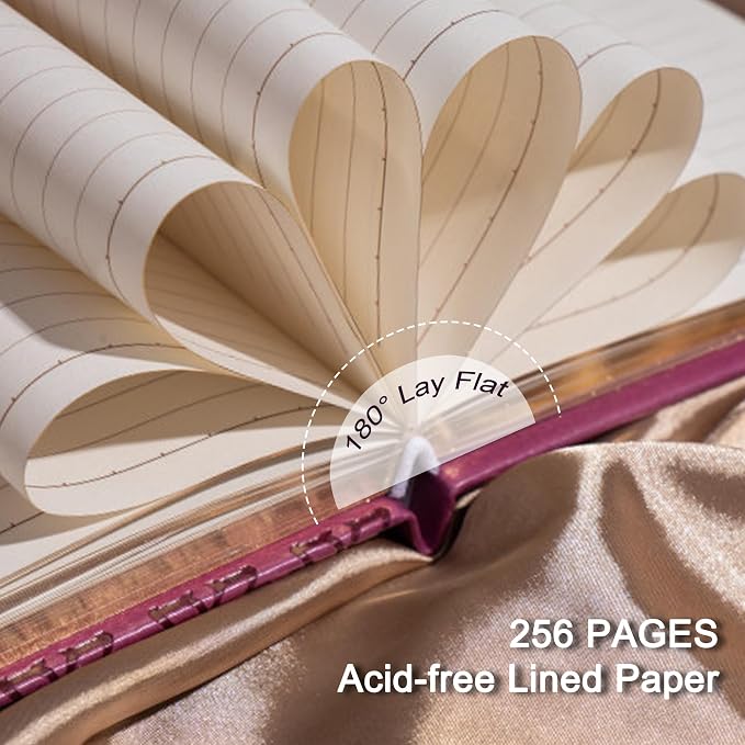 CAGIE Luxury Leather Journal for Women, Rose Pink A5 Hardcover | Lined Notebook, Gold Edges, 100 GSM, 256 Pages, Vintage Writing Diary