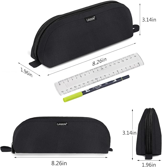 Gloppie Pencil Pouch - Practical Pencil Case, Aesthetic Simple Pencil Bag, Small Pen Holder, Back to School Supplies for Girls Boys, Black