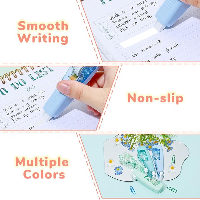 Temiary 3 Pcs Correction Tapes with 3 Pcs Refills, White Wrong Out Tape
