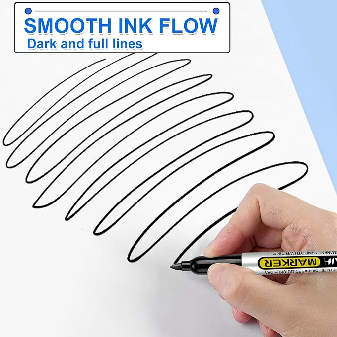 SFAIH 150 Black Permanent Markers Bulk -1s Quick Drying, Fine Point Markers for Write Mark, School, Office, Warehouse, Business, Logistics, Durable, Waterproof Ink on Paper, Plastic, Metal, Cardboard