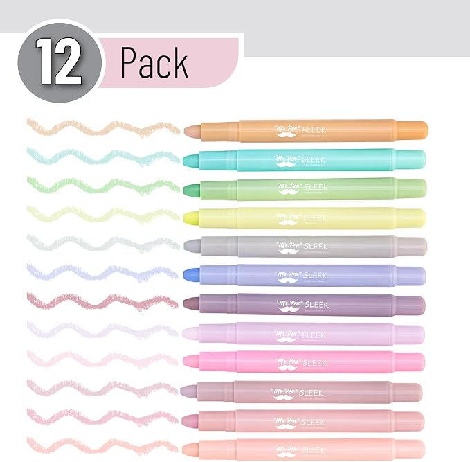 Mr. Pen- No Bleed Gel Highlighters, Morandi Colors, 12 Pack | Bible Highlighters and Pens No Bleed, Bible Markers for Study, Journaling, School Supplies and Accessories