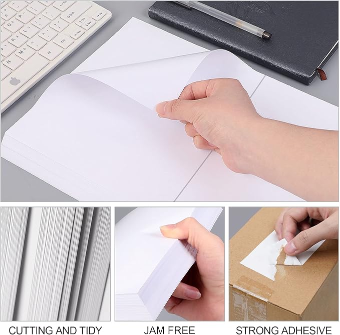 Address Labels, 2 UP Shipping Stickers for Laser & Inkjet Printers,8.5" x 5.5" Shipping Mailing Labels, 2 per Page Shipping Labels, 5 1/2 x 8 1/2 Half Sheet Labels, 200 Labels