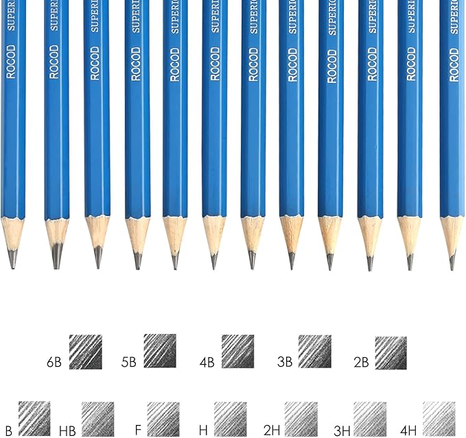 Profession Sketch Pencils 6B to 4H for Kids and Adults Drawing, Art Graphite Pencil for Artists Beginner Sketching