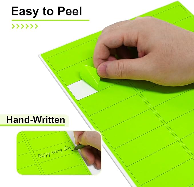L LIKED 900 Fluorescent Green Address Labels, 1" X 2-5/8" Neon Colored Labels Handwritten or Inkjet/Laser Print for Shipping Envelopes & Small Packages - 30 Sheets