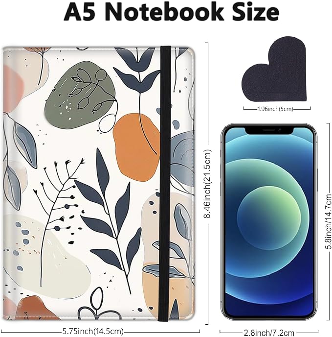 A5 Leather Lined Journal Notebook, 200 Pages Hardcover Executive Notebook for Men Women Office School Note Taking, Thick Writing Paper Daily Journal with Bookmarks/Indexes,Painting