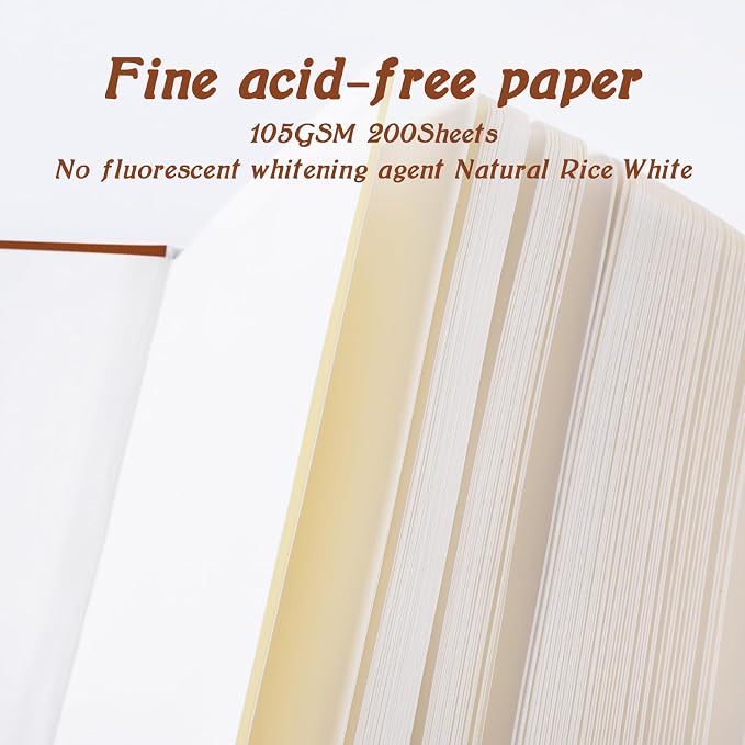 qianshan Mix Media Pad,3.5"x5.5" Small Hardcover Leather Art Sketchbook,105 GSM 200 Sheets/400 Pages Acid Free Artistic Painting Drawing Sketching Writing Paper, Handy Pocket Journal Notebook.Brown