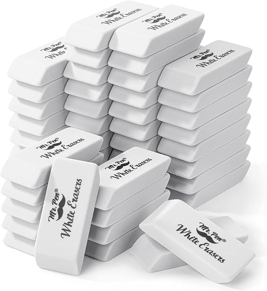 Mr. Pen- White Pencil Eraser, 48 Pack | Large Latex Free Block Erasers Bulk for School, Office, Art Sketching, Homework, Exams, Clean Smudge-Free Correction