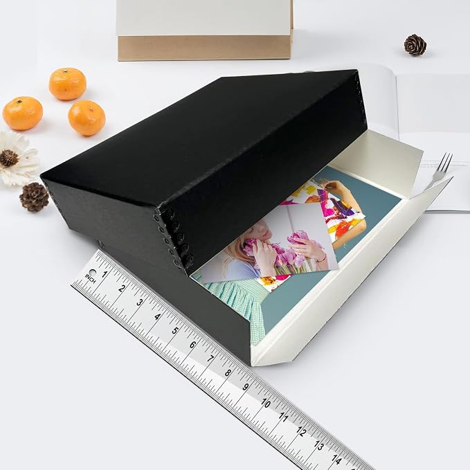 Lineco Museum Archival Storage Box, Drop Front, 8.75x10.75x1.5 in, Black | Acid-Free with Metal Edge, Preserves Picture Longevity, Organize Photos, Newspapers, Prints, Documents, Crafts, DIY